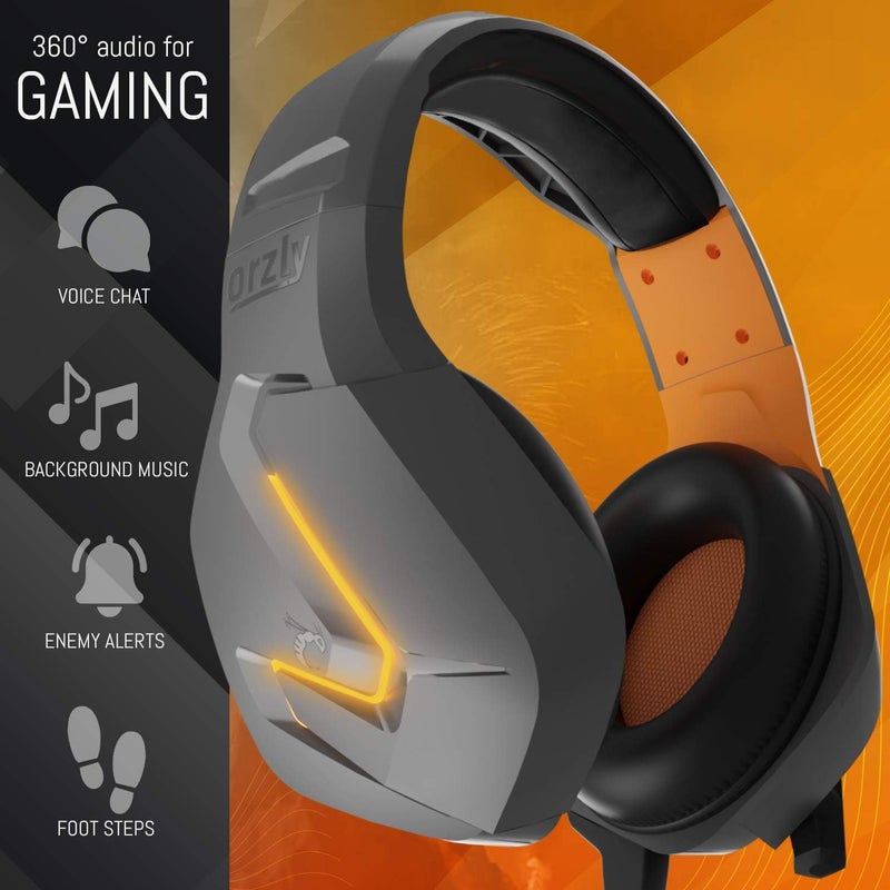 Orzly Gaming Headset (Orange) for PC and Gaming Consoles PS5, PS4, Xbox Series X | S, Xbox ONE, Nintendo Switch & Google Stadia Stereo Sound with Noise Cancelling mic - Hornet RXH-20 Vesuvius Edition - Image 2